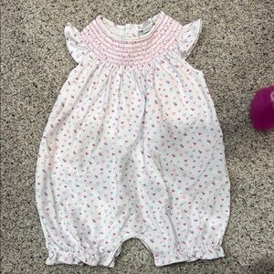 Kissy Kissy White Smocked Heart Print One-Piece